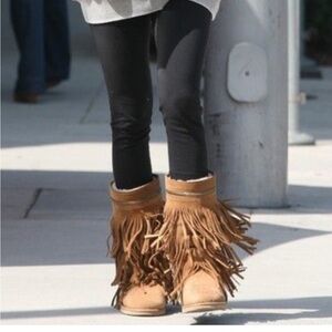 Koolaburra Tan Fringe Winter Boots